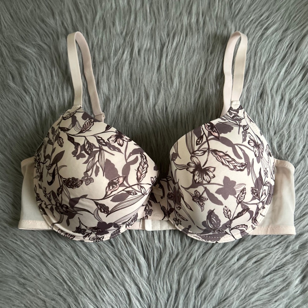 Adrienne Vittadini Lightly Lined Bra Womens Size 42D Pink Floral Underwire